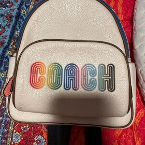 Coach Multicolor Logo Cream Backpack